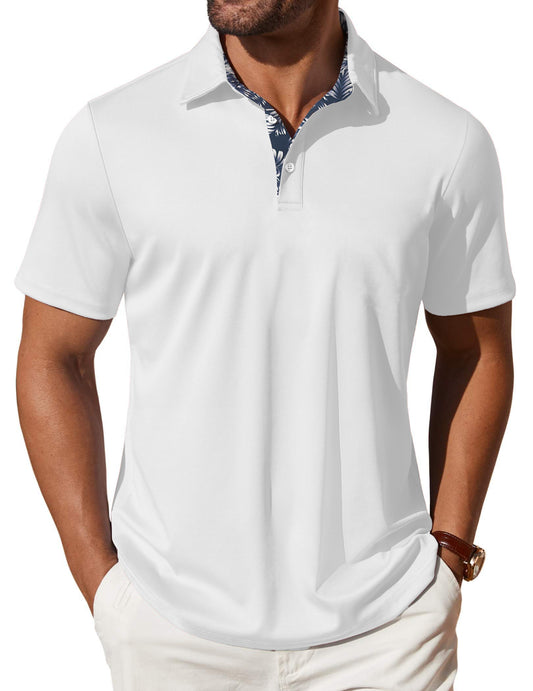 Thrilos Polo Shirts for Men Short Sleeve Dry Fit Shirts Printed Collar Casual Golf Polo Shirts