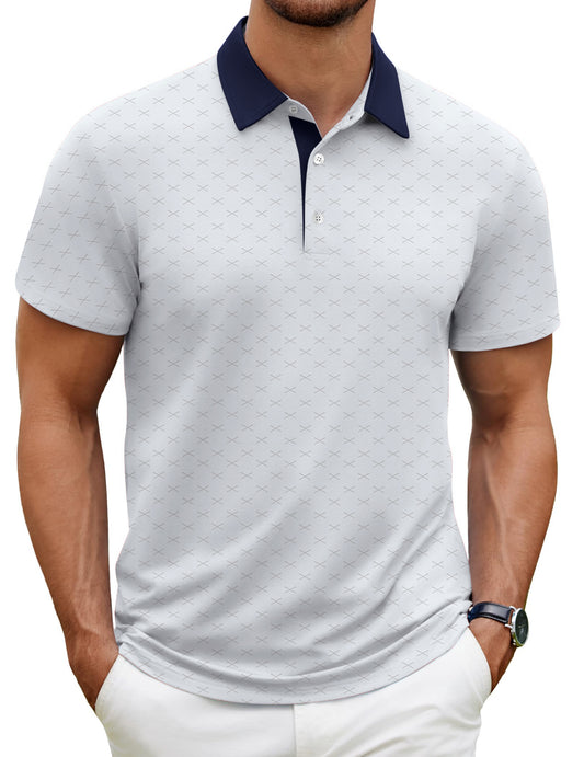 Thrilos Mens Shirts Casual Short Sleeve Golf Polo Shirts Print Performance Dry Fit Shirt
